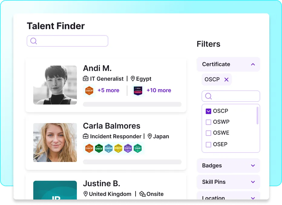 Talent Finder in the OffSec Learning Platform