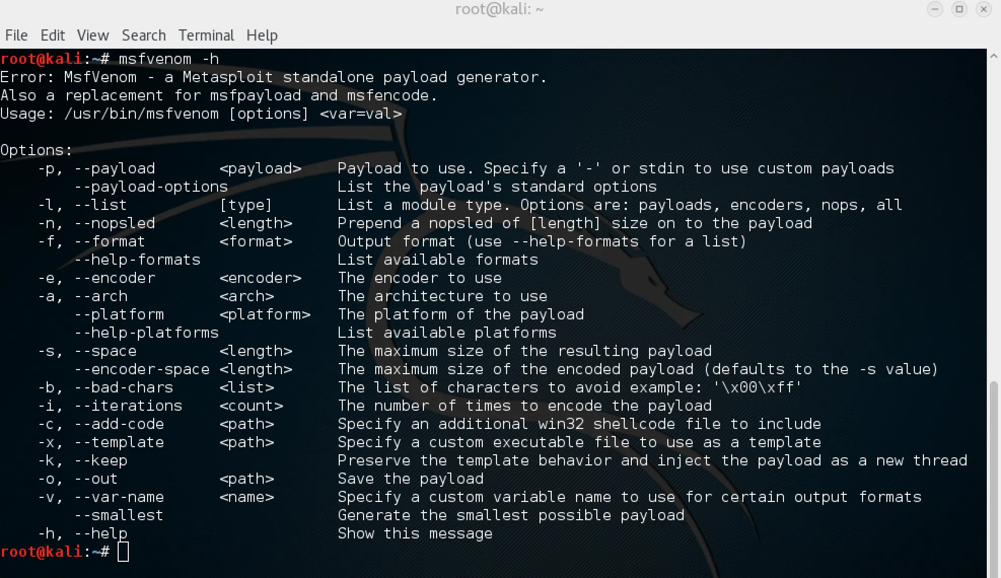 msfvenom replaces msfpayload and msfencode